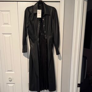 Zara Black Leather Maxi dress